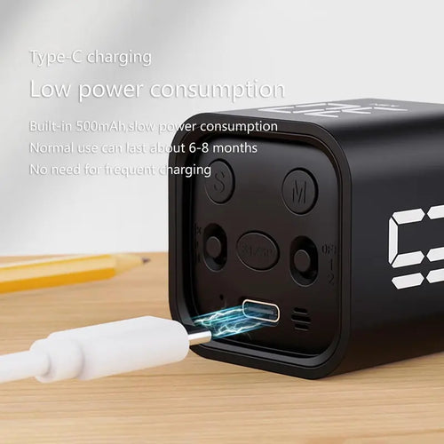 Timer, single-count mode, 5/10/30/60-minute countdown, vibration and adjustable sound alarm.